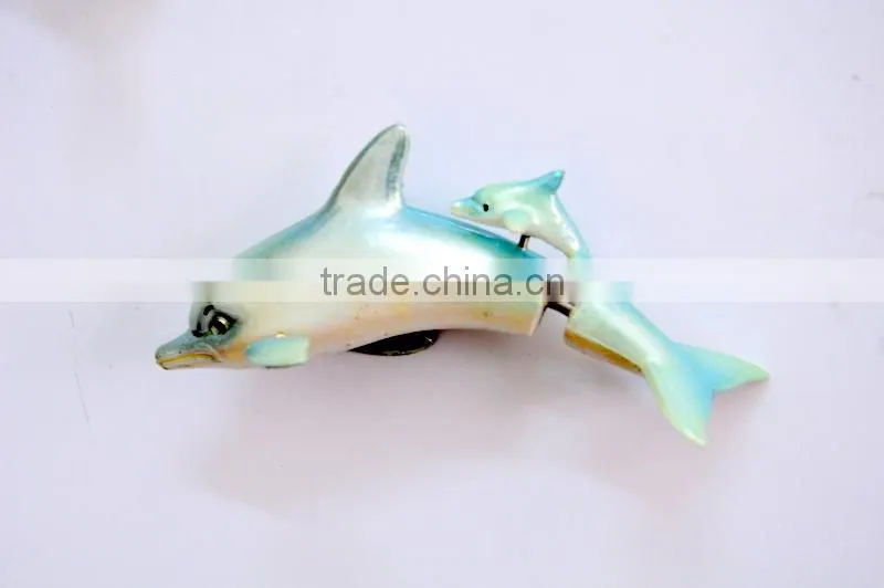 5.5 inch Plastic Pearl Powder Dolphin Fridge For Magnets, Beach Souvenir Magnet