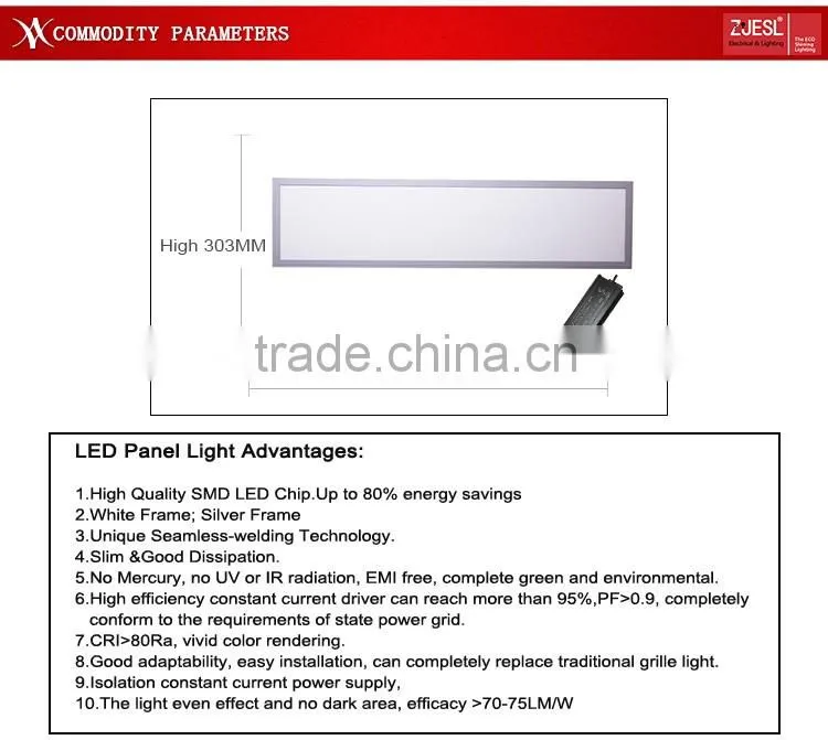 South American ultra slim led office light 1200*300 40w warm white