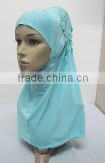 H310 latest instant hijab with lace and rhinestones,muslim scarf