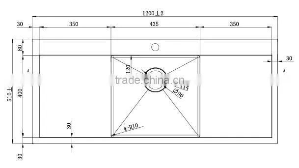 Commercial kitchen furniture stainless steel single bowl double drainboard used sinks