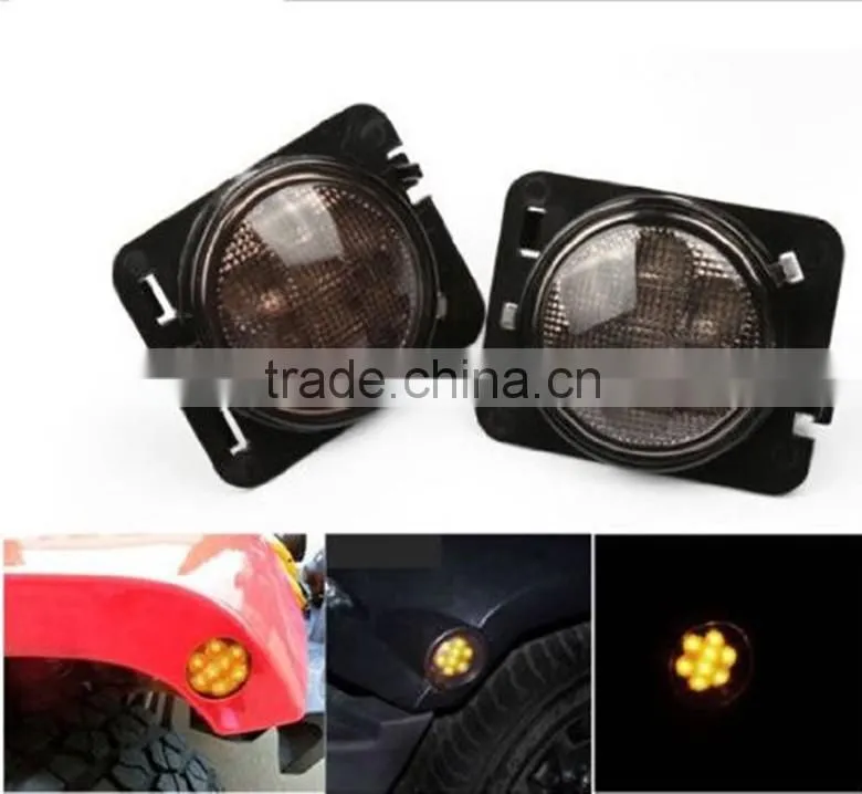 LED Side Maker lights for Jeep Wrangler Amber Front Fender Flares Parking Turn Lamp Bulb Indicator Lens