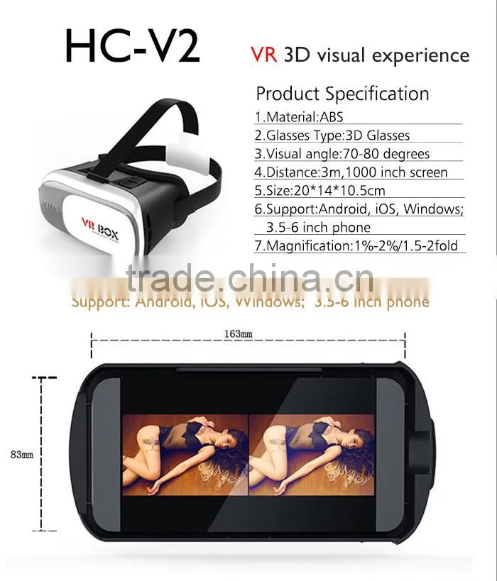 2016 Best Selling 3D Video Glasses Portable VR BOX