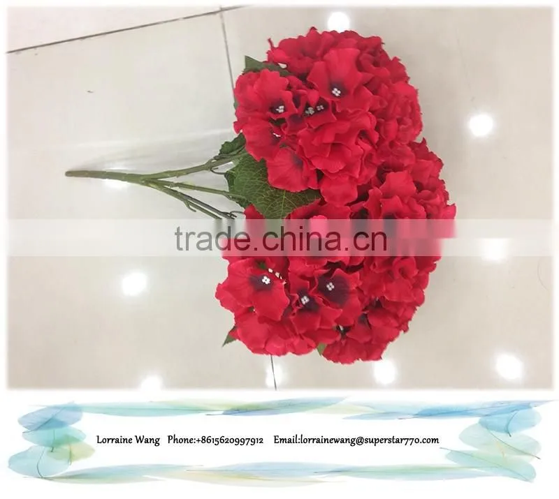 Cheap price silk flower red hydrangea