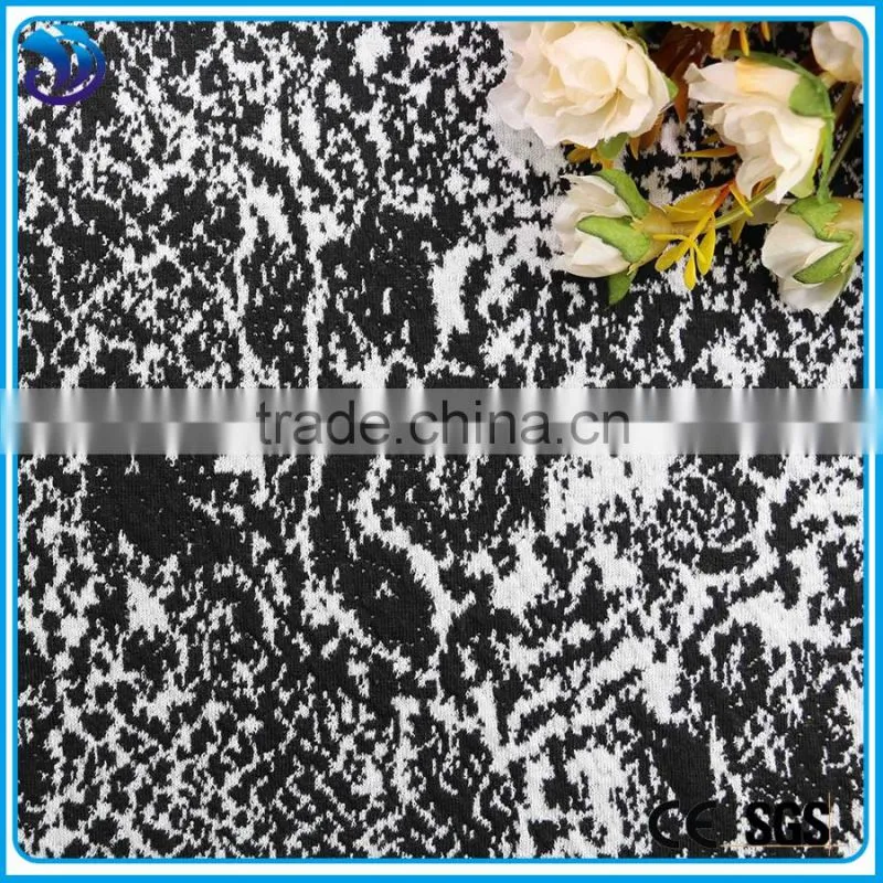 Black white Knit Jacquard Soild Dyed Soft polyester spandex Fabric