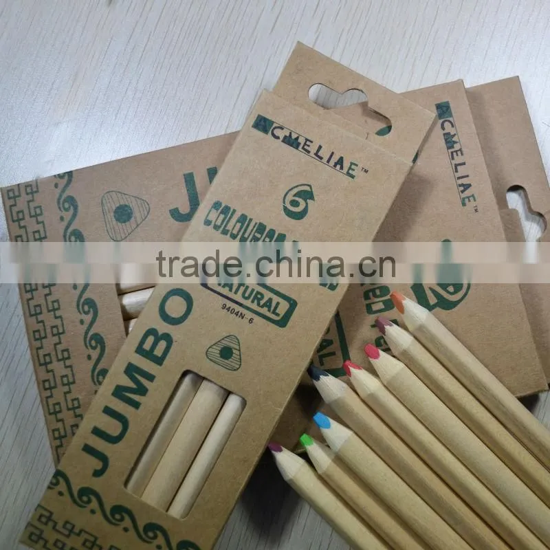 7" jumbo size triangular shape high quality 5.0mm color lead natural wood colored pencil