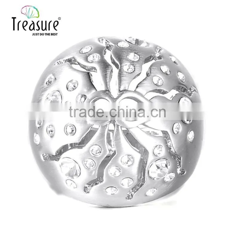 Treasure Factory 2015 new design rings silver jewelry hollow out spider shape set auger alloy ring