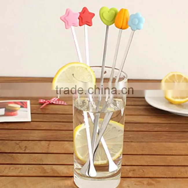 Eco-friendly heart shape silicone tea stirrer