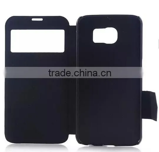 Factory Wholesale Flip Stand Window PU Leather Case For Samsung S6/S6 Edge