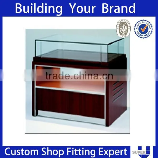 wall wooden shelf with wheels and drawers