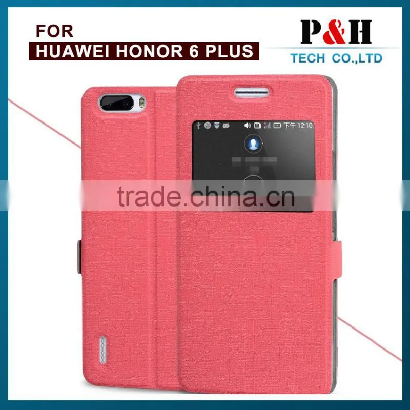 China Wholesale PU Leather Case Flip Phone Case with Window View for Huawei Honor 6