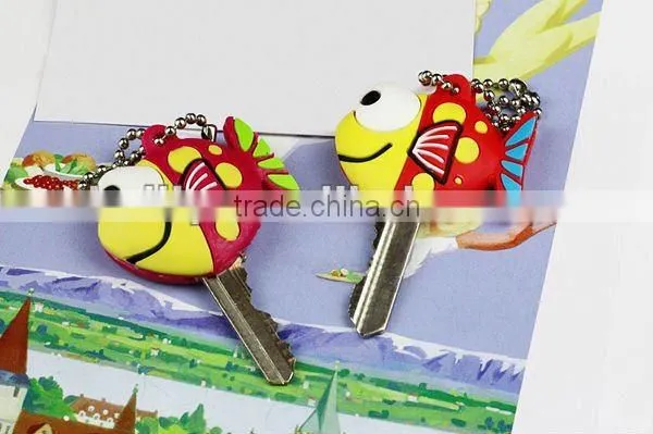 Cartoon Fish shape custom Soft PVC 3D key cap factory