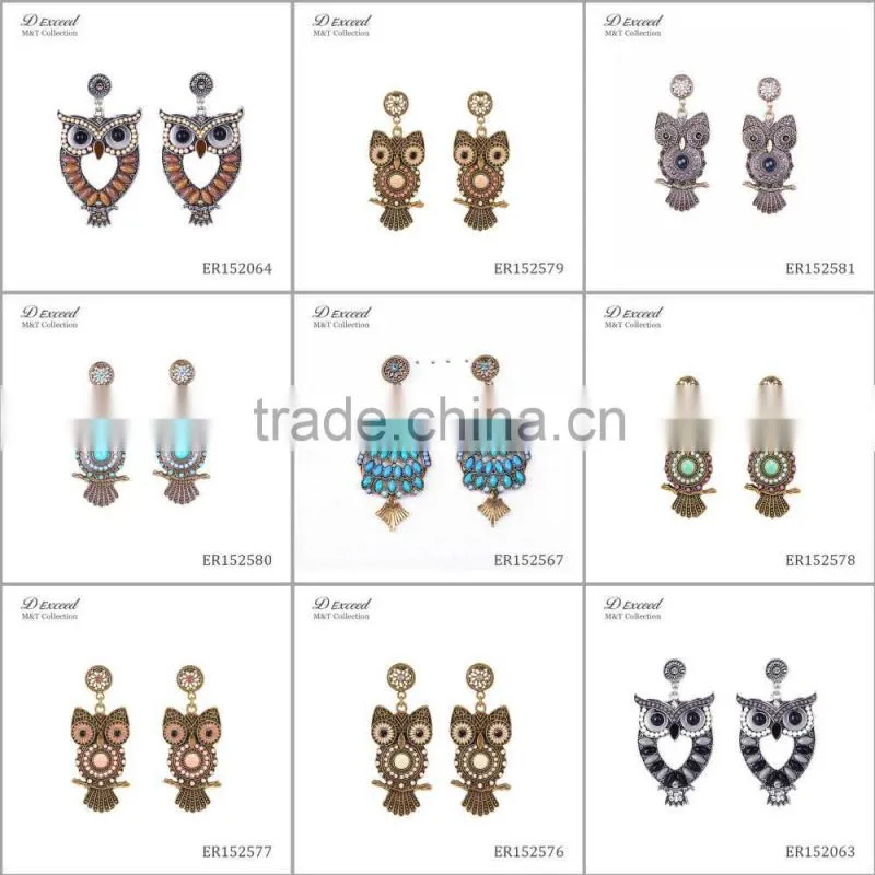 Yiwu Jewelry Factory D Exceed Fashion Crystal Silver Plating Water Drop Earrings Resin Alloy Dangle Earrings