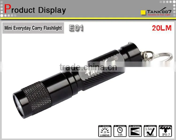 led flashlight Keychain aluminium flashlight led flashlight keychain with moq 1000pcs TANK007 E01