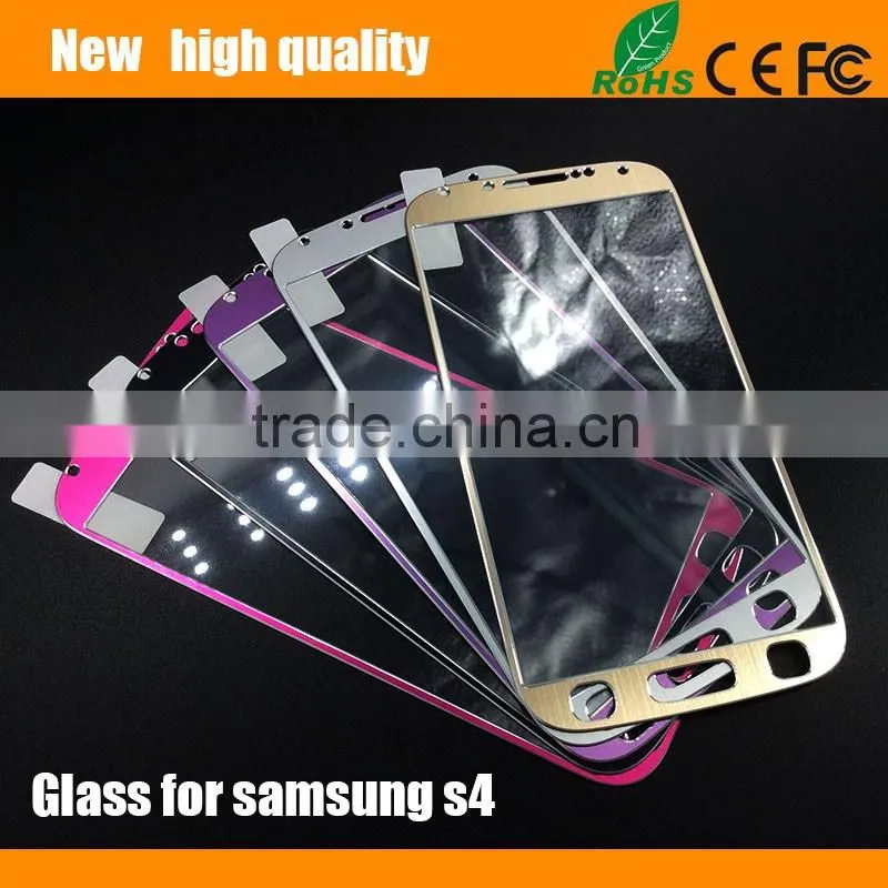 2.5D Color brushed titanium alloy metal Tempered Glass Screen Protector guard for Samsung S4