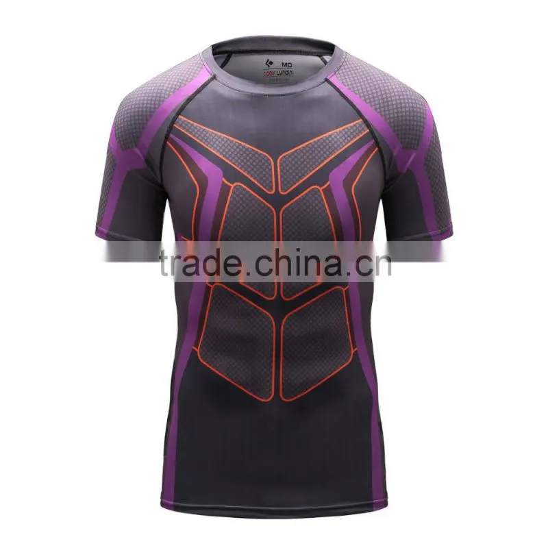 2016 New Design Online Wholesale Shop Gym Fintess Sport Printing T Shirts Fast Drying Fitness GYM Base Layer Tops
