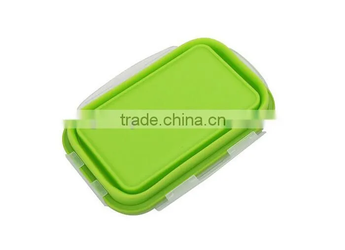 1000ml Silicone Collapsible Food Storage Containers - Folding Lunch Bento Box with Lid (Randomly Color)