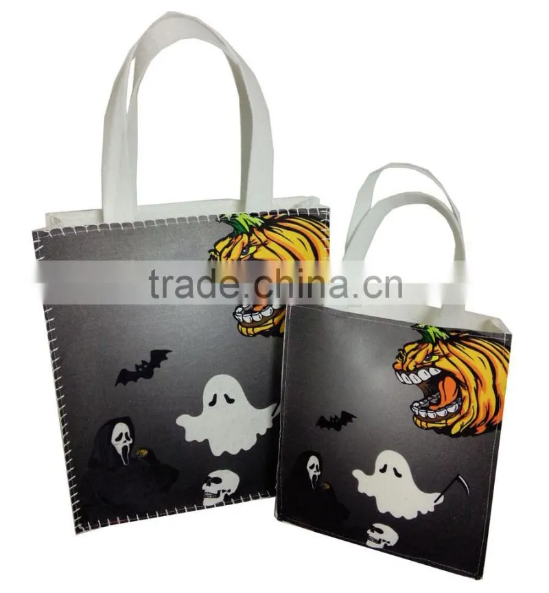 Various designed Popular felt Halloween ghost treat or trick candy bags for kids