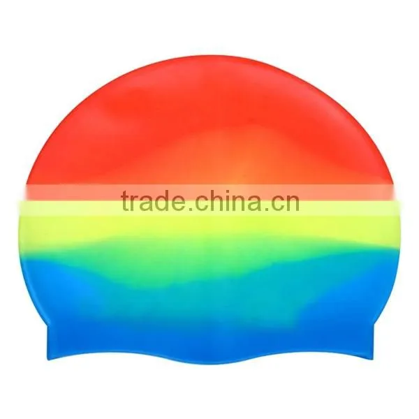 Factory direct silicone scotland flag swimming cap,kid sizes customized logo printed waterproof swim cap UN-0602
