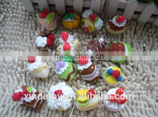 Mini fruit cake food keychain plush toy