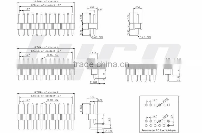 Pin Header 1.27mm single row pin header