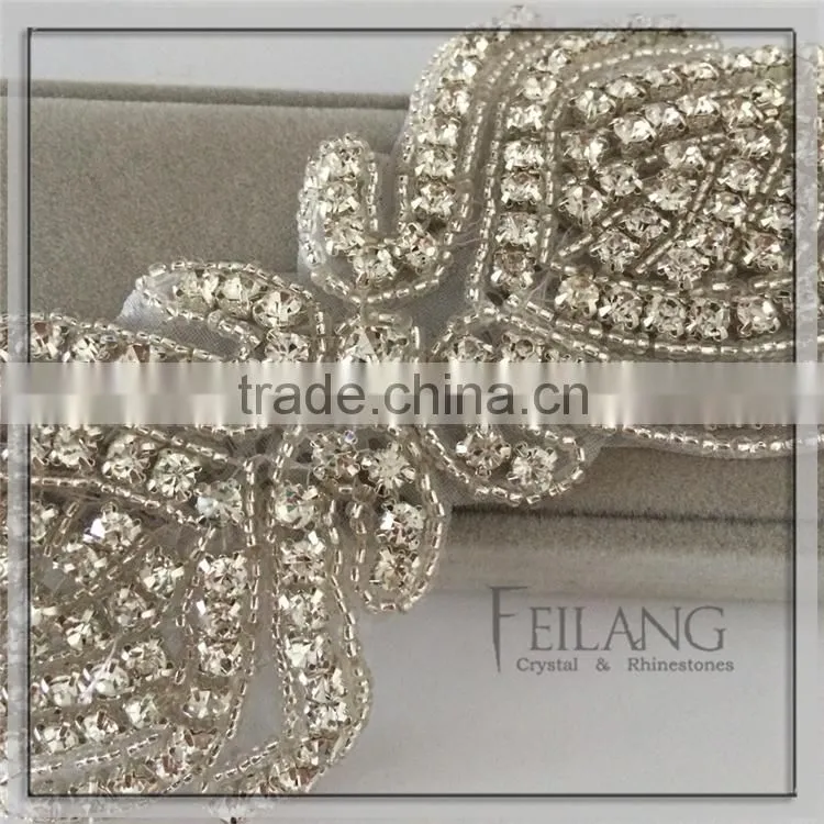 Rhinestone encrusted bridal belt Crystal Belt Ribbon headbands