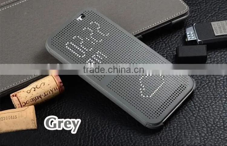 Smart Flip Dot View Cover Case For HTC One M8 Auto Sleep Wake function Phone Case With Stylish Matrix Design