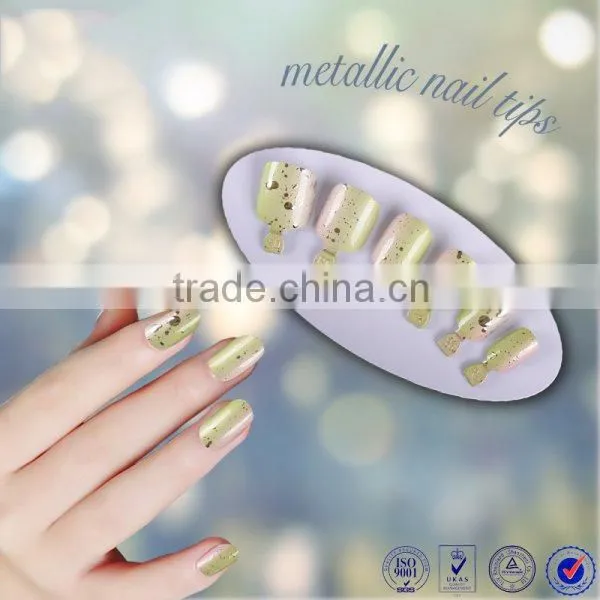 Free samples metallic colored acrylic artificial nail tips christmas decoration full cover color manicure fake nail tips