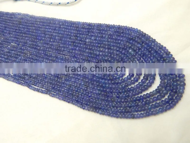 Natural Royal Blue Tanzanite Roundel Smooth Beads