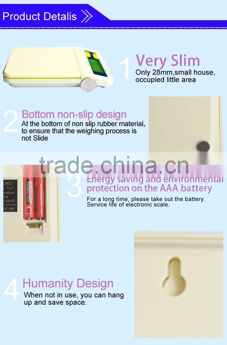 Factory direct sale easy carry slim design cooking food kitchen scale
