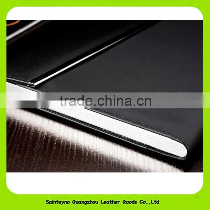 high quality eco friendly hard cover leather a4 conference folder black