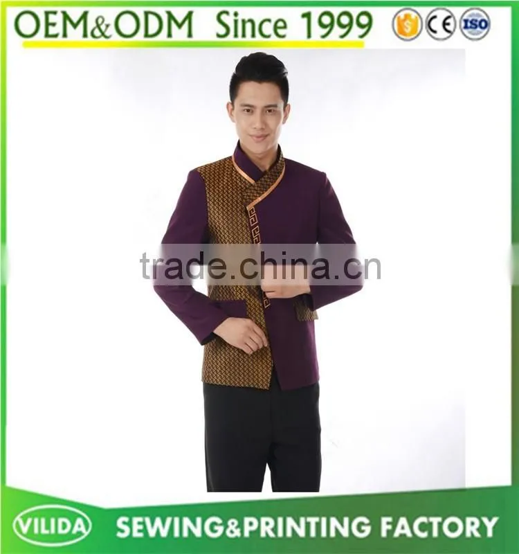 Customized high quality hotel uniform for waiter and waitress from Guangzhou factory