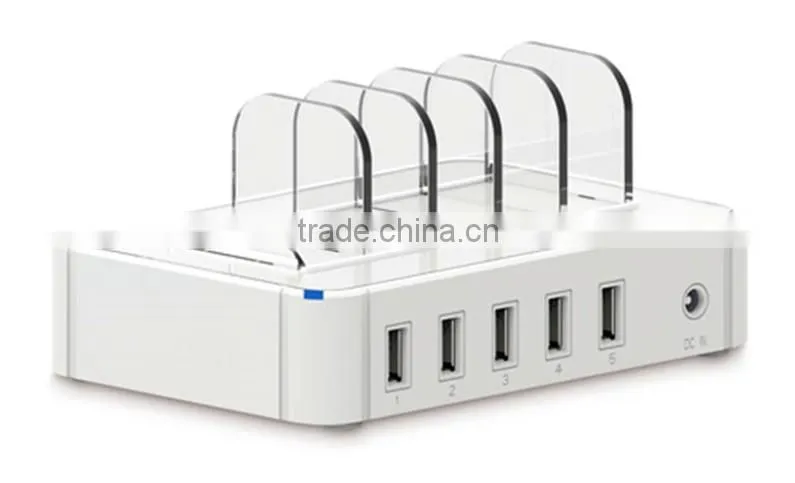 USB Chargering Station 0.5W Max Plastic ABS Multi 5 Port USB Charger For Mobile Phone