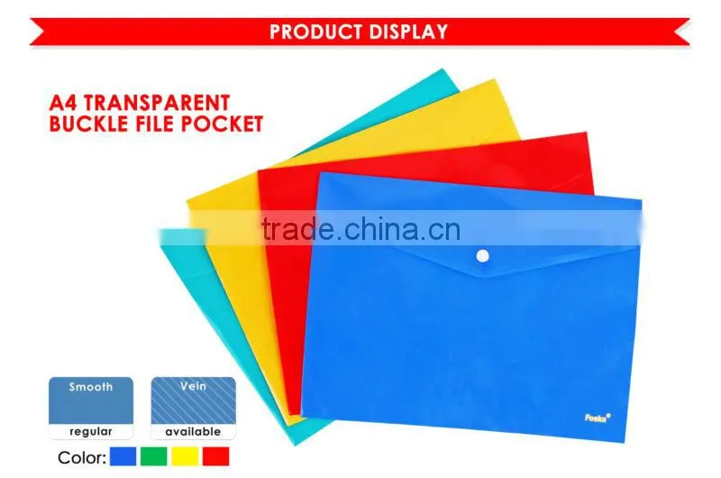 A4 Solid Color PP Buckle File Pocket