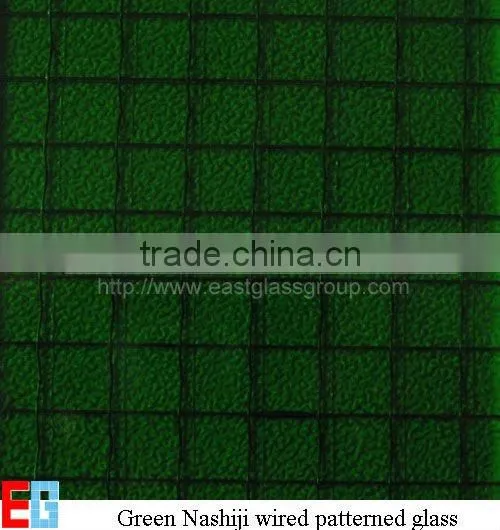 Nashiji wired patterned glass