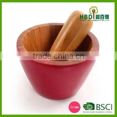 Hot new products for 2016 varnished Natural bamboo Mortar And Pestle,Cheap Mortar And Pestle,Kitchen Mortar And Pestle Set