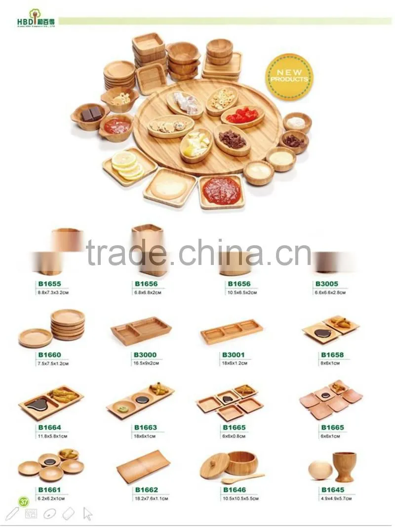 High quality wood food serving plate with handle wholesale