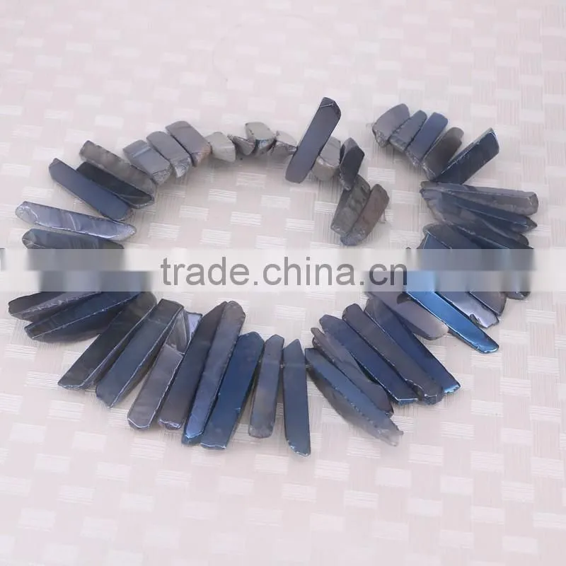 Titanium Blue Quartz Crystal Point Pendant Beads,Top Drilled Raw Quartz Tusk shape rock crystal pendant beads