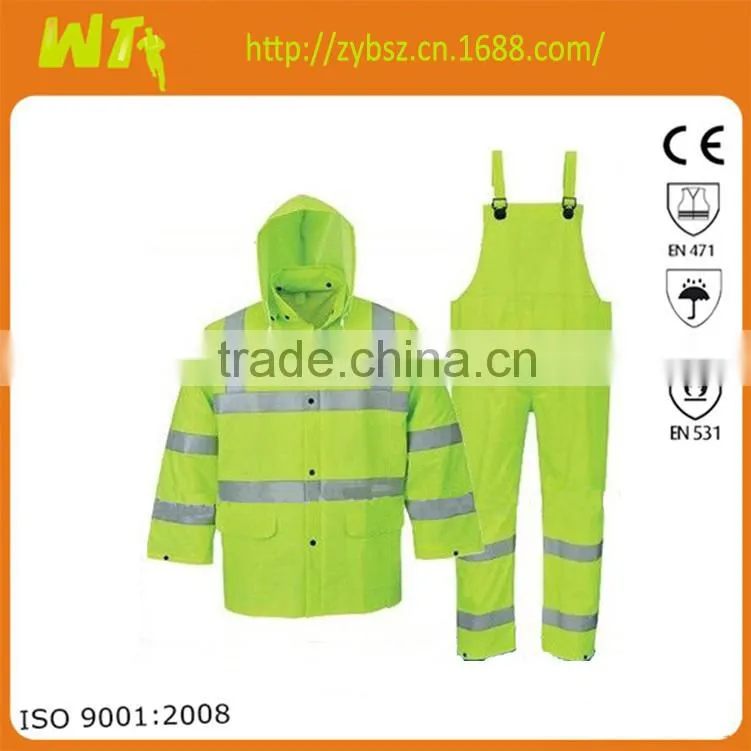 bulk hot reflective rainsuits with bib pants working rainsuits safety raincoat