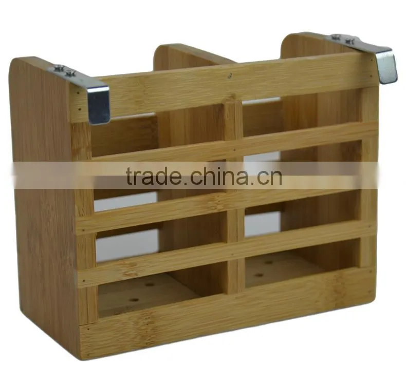 BH005/Hanger Bamboo Flatware Dish Rack Holder Accessory with Metal Utensil Clips