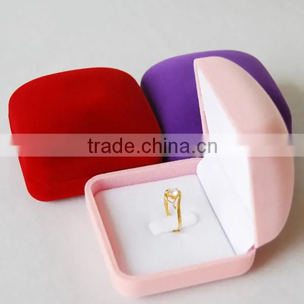 Hot sale high quality jewelry box wedding engagement velvet ring box custom ring box