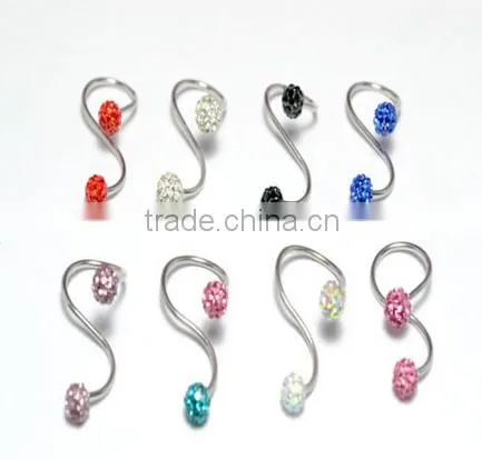 Gem crystal jeweled body piercing jewelry free belly button rings twister belly button ring navel belly ring
