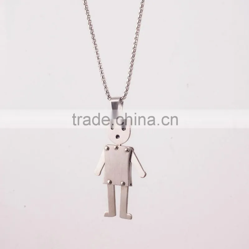 Lovely Stainless Steel Matte Finished Mobilizable Robot Pendant for Kids