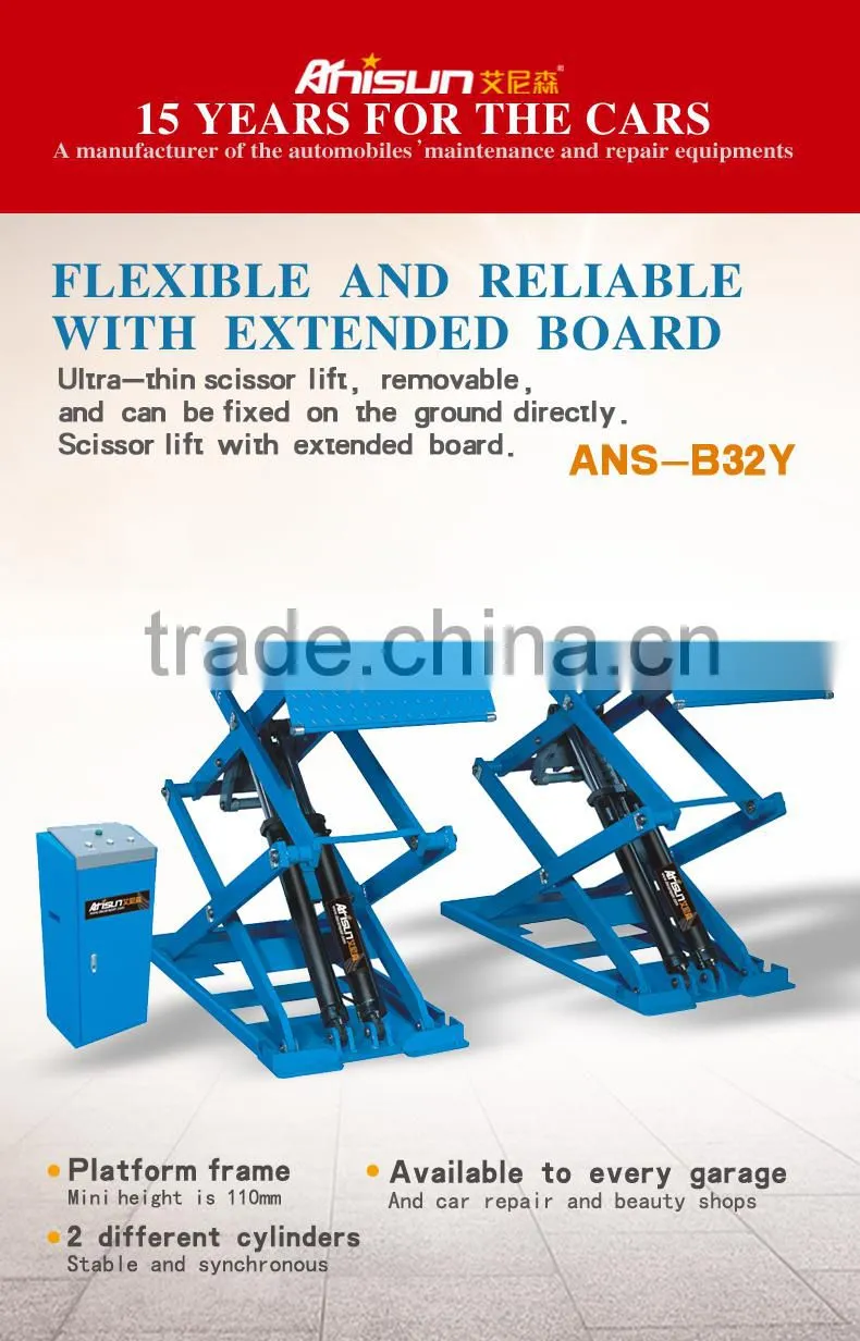 electric car lift , extended scissor car lift platform ,3T,lifting platform,Double hydraulic cylinder lift with CE approved