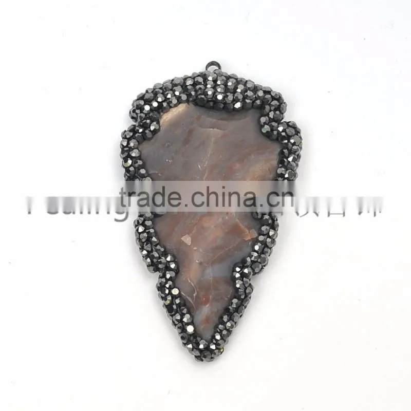Alibaba China direct gemstone jewelry natural Madagascar agate handmade clay glue crystal pendant