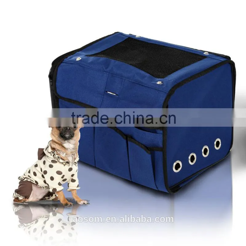 Pawhut Collapsible Folding Soft Portable Pet Crate Carrier - Dark Blue