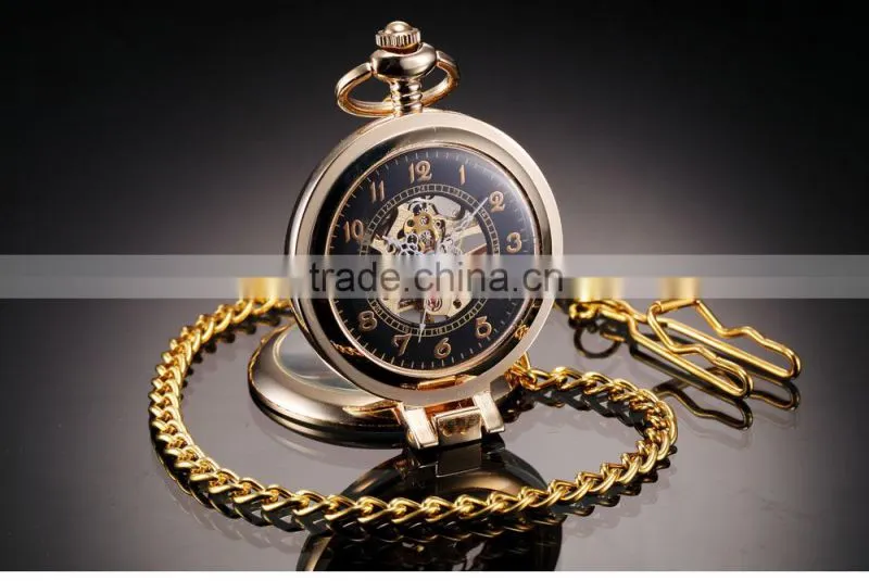 Elegant Hollow Hand Winding Mechanical Analog Men Pocket Watch