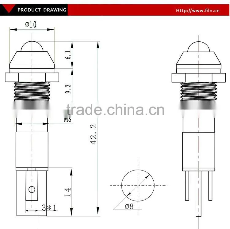 PCB high LED 8mm green 12v led lamp