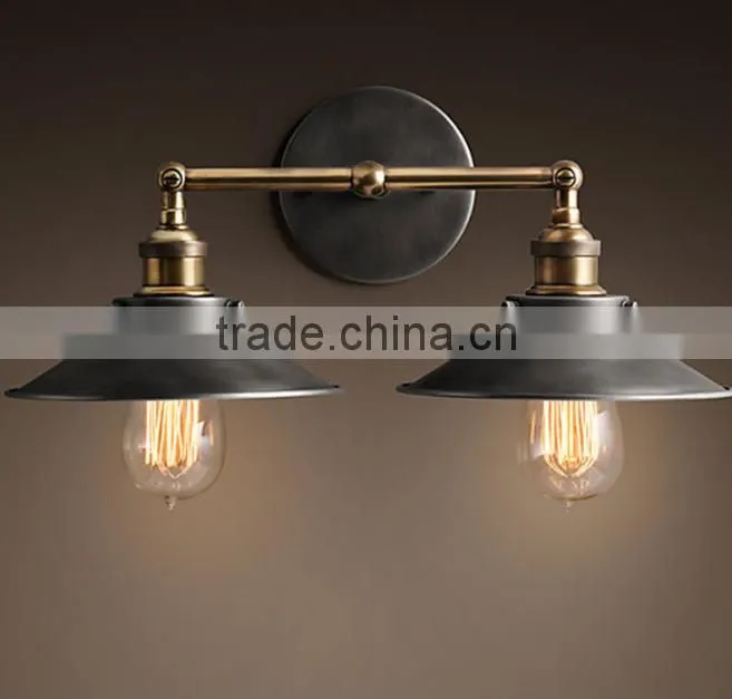 Loft American Rustic Style Wrought Iron Vintage Industrial Decorative Wall Lamp With Edison Bulb