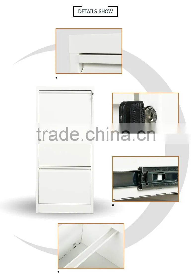Vertical 3 drawer steel filing cabinet for file storage in office