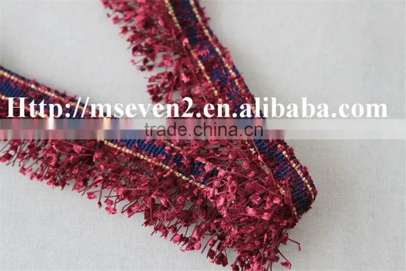 fashion color tassel fringe lace trim polyester tassel fabric embroidery lace